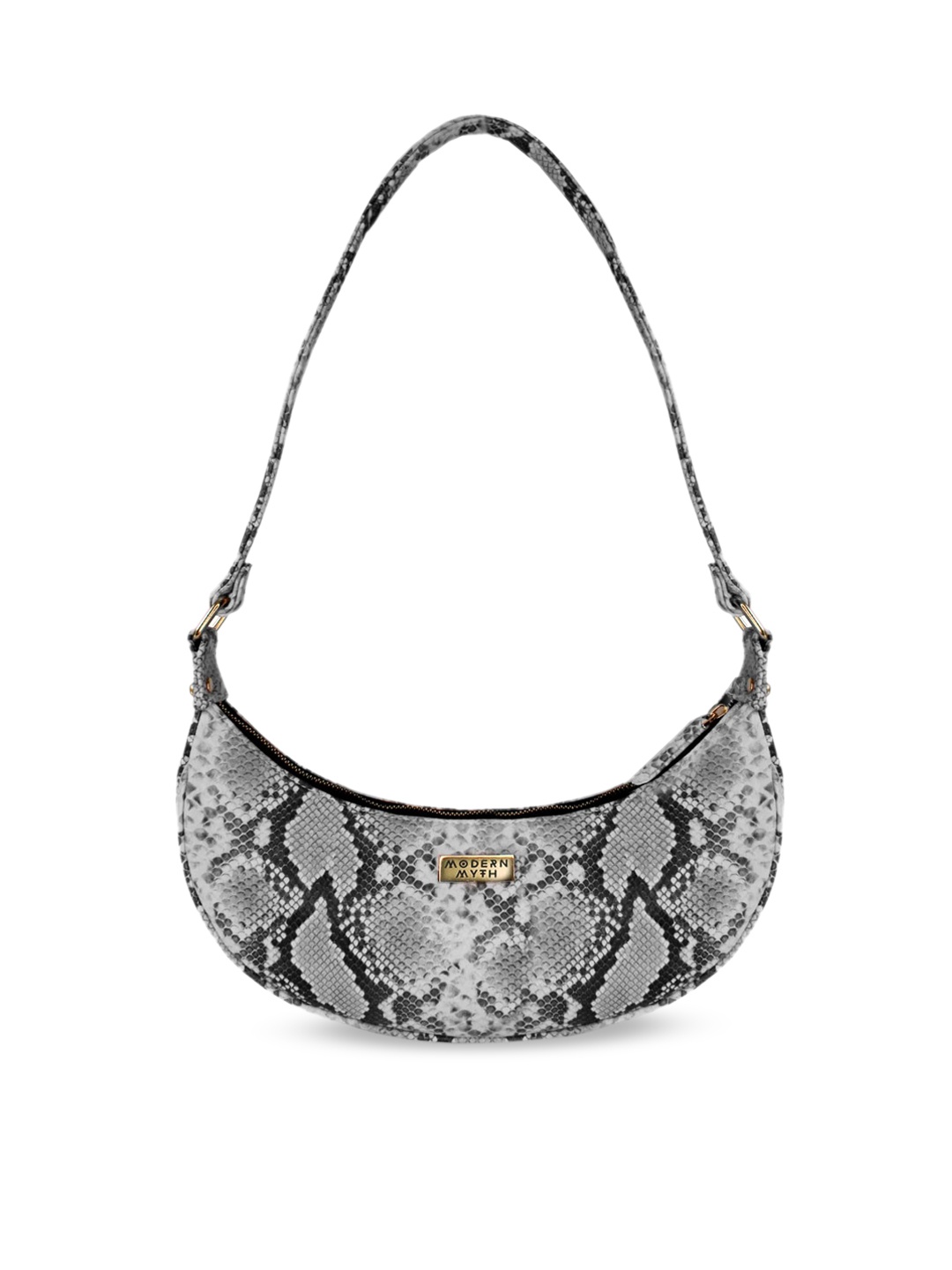 

MODERN MYTH Grey Animal Printed Half Moon Hobo Bag