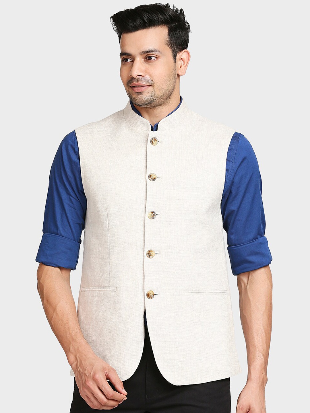 

ColorPlus Men Beige Nehru Jacket