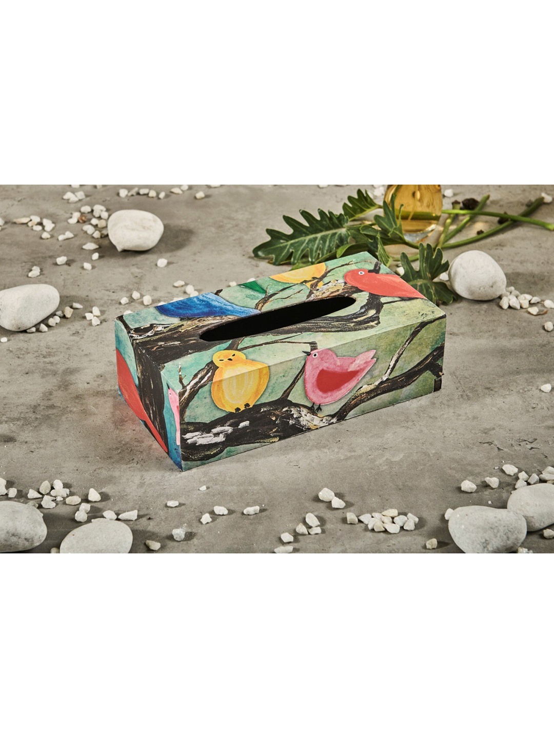 

A Tiny Mistake Multicoloured Printed Wooden Tissue Holder, Multi