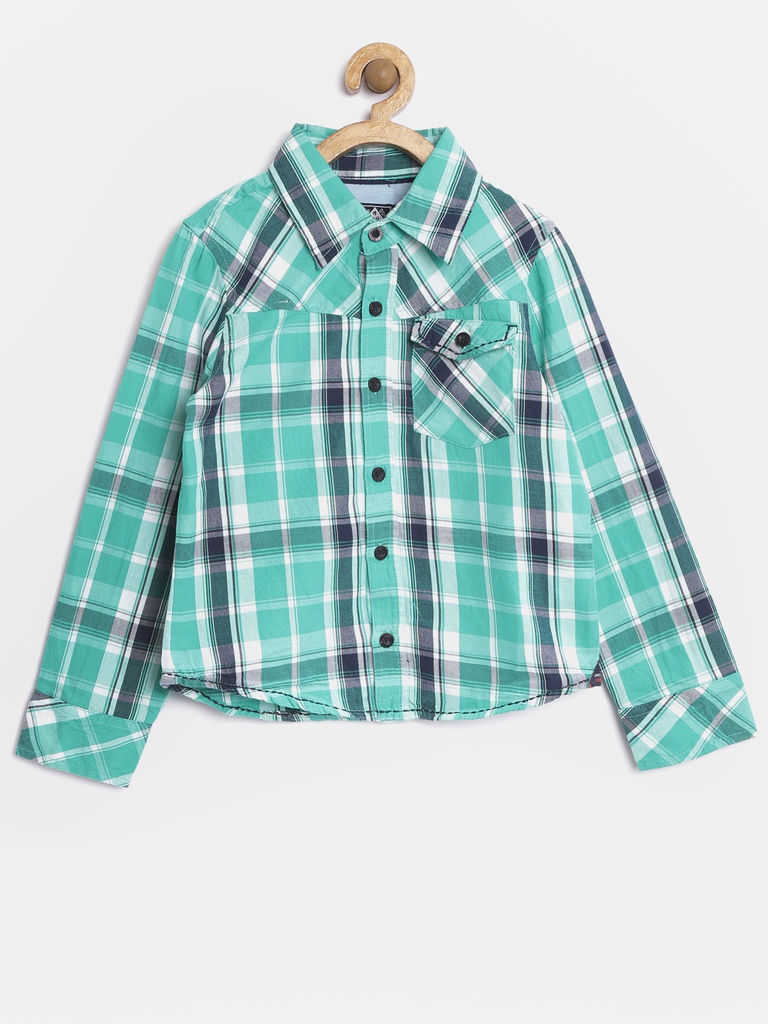 

Nauti Nati Boys Green Regular Fit Checked Casual Shirt