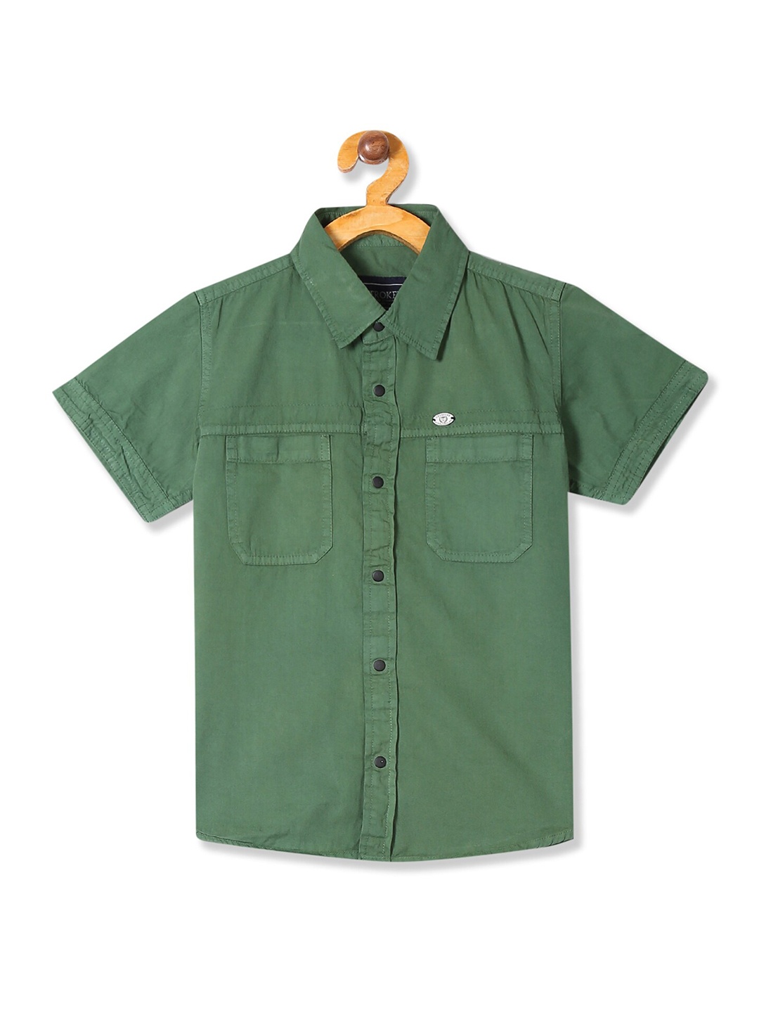 

Cherokee Boys Green Pure Cotton Opaque Casual Shirt