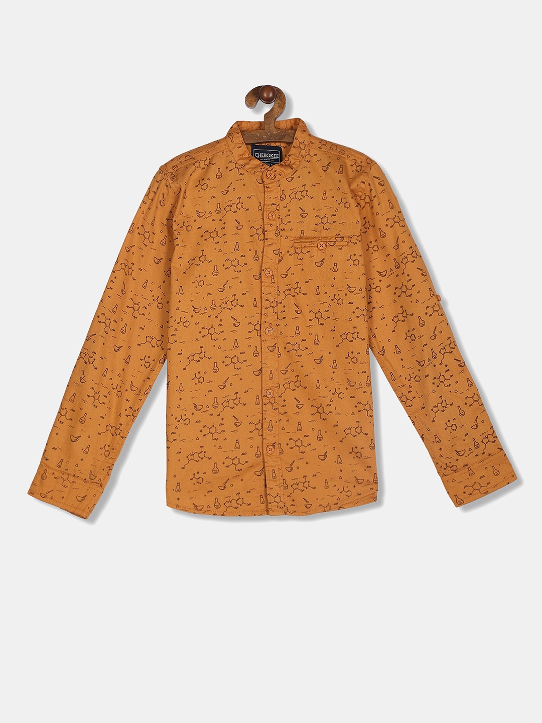 

Cherokee Boys Mustard Opaque Printed Casual Shirt