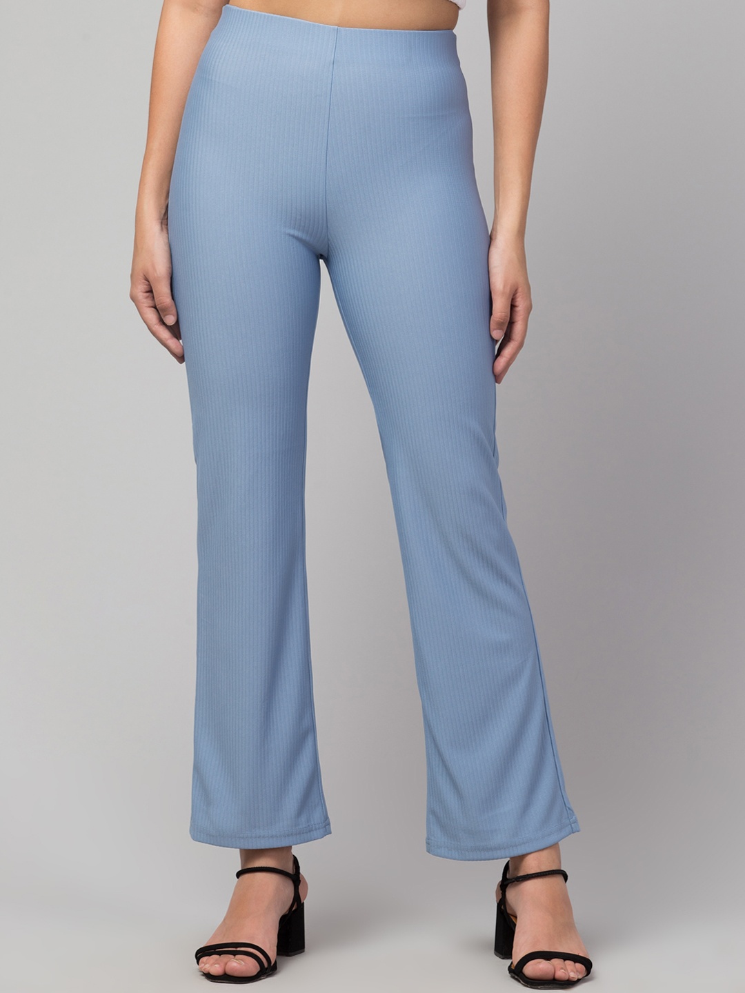 

Orchid Blues Women Blue Straight Fit Bootcut Trousers