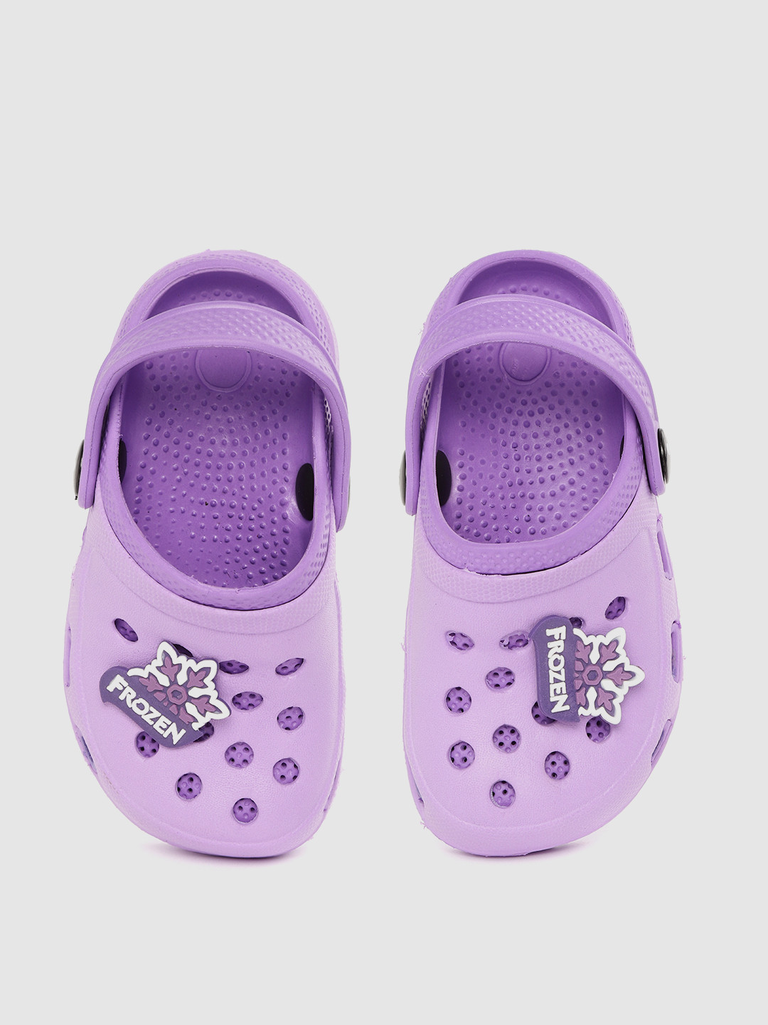 

toothless Girls Purple Solid Clogs with Frozen Shoe Charm