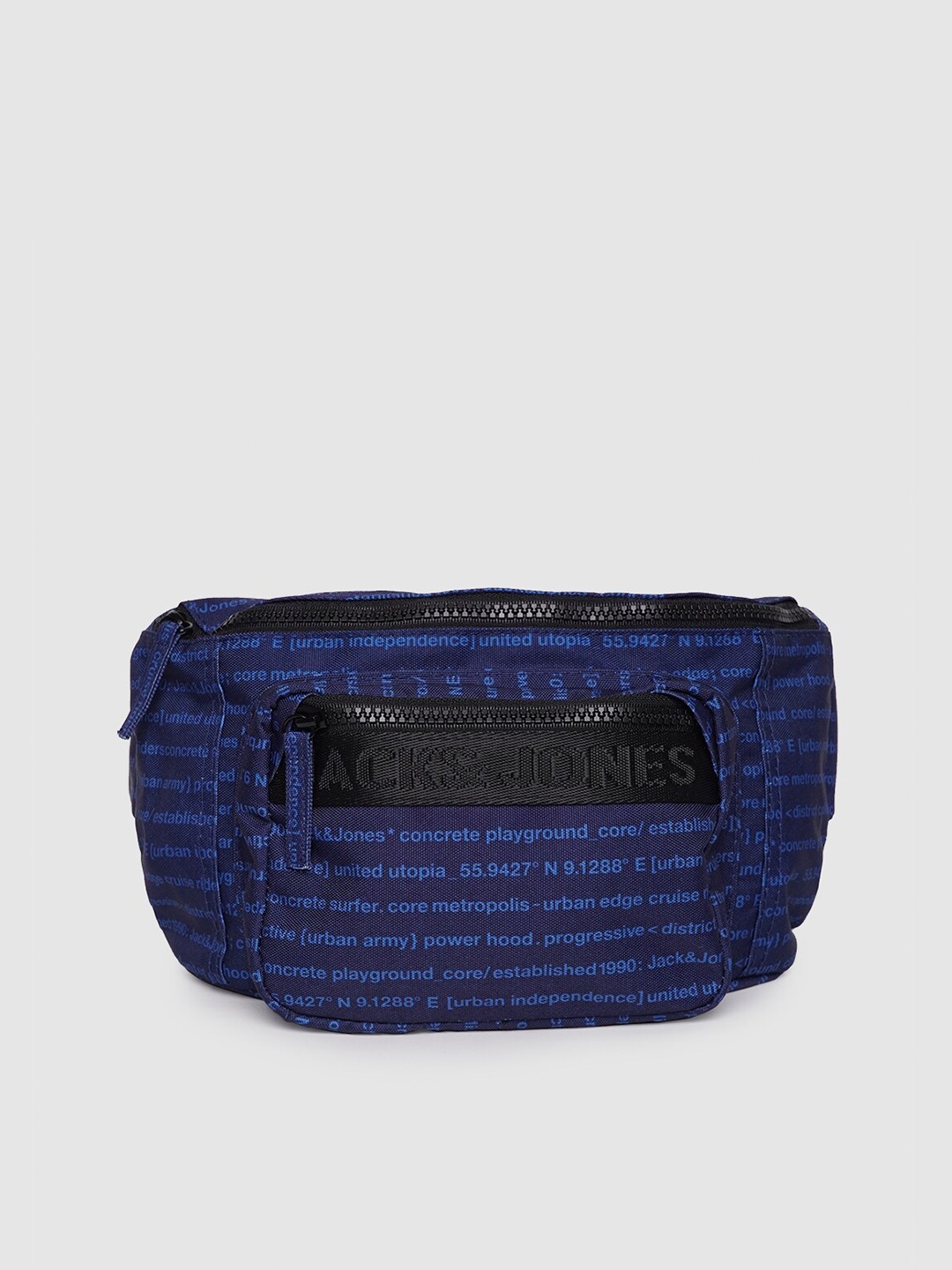 

Jack & Jones Men Blue & Black Printed Waist Pouch