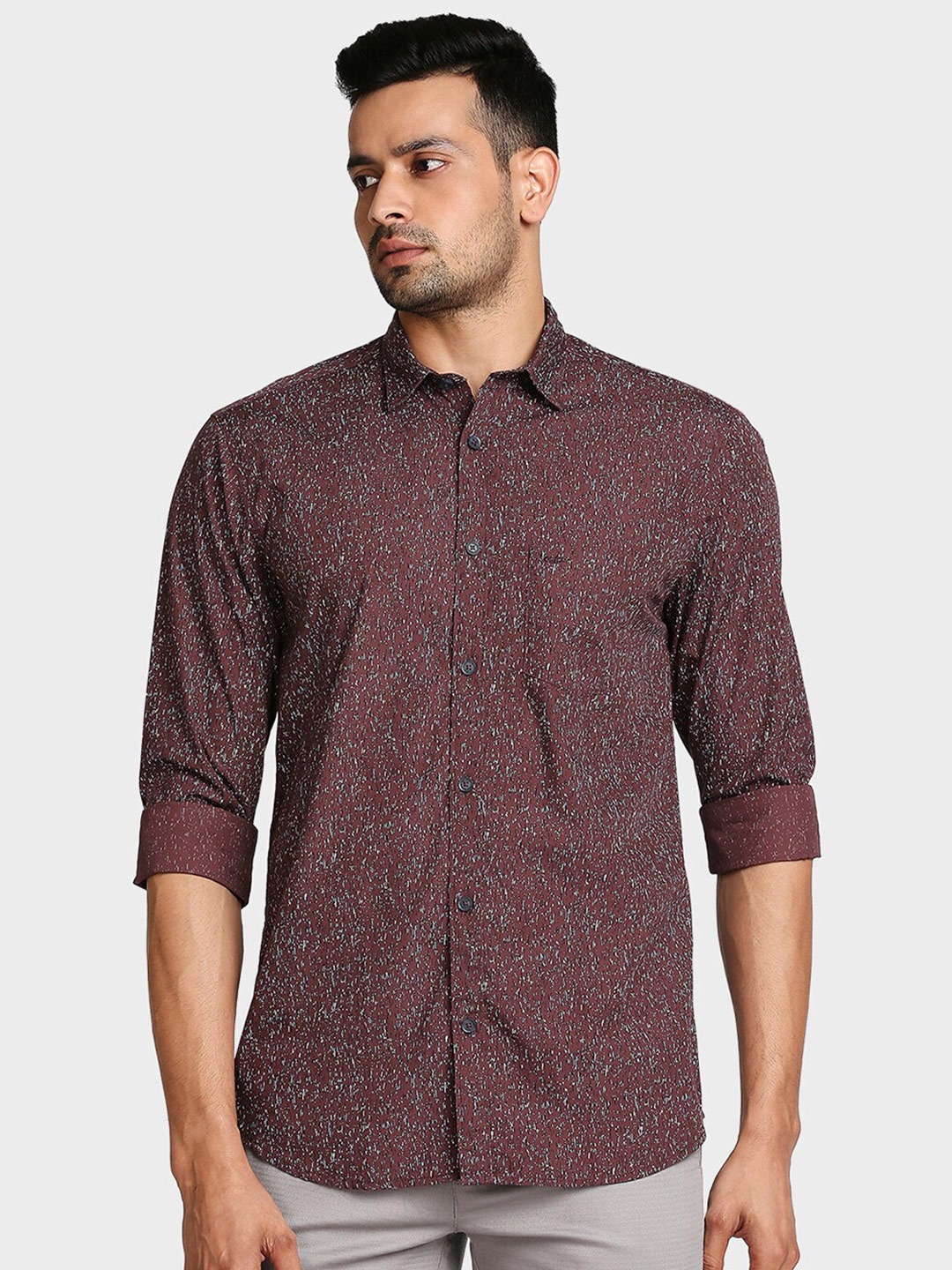 

ColorPlus Men Red Tailored Fit Printed Casual Shirt