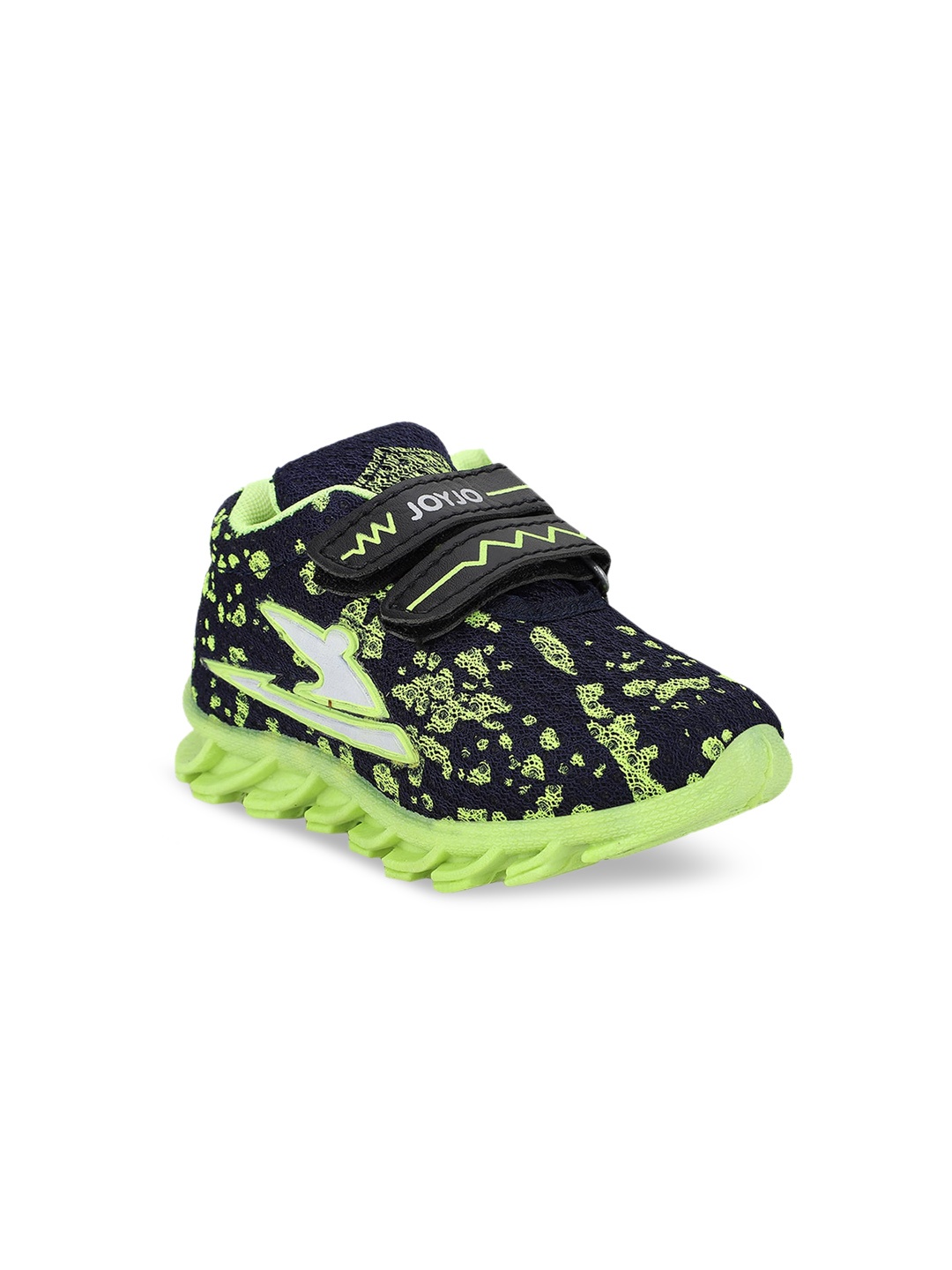 

NEOBABY Unisex Kids Fluorescent Green & Navy Blue Printed Sneakers