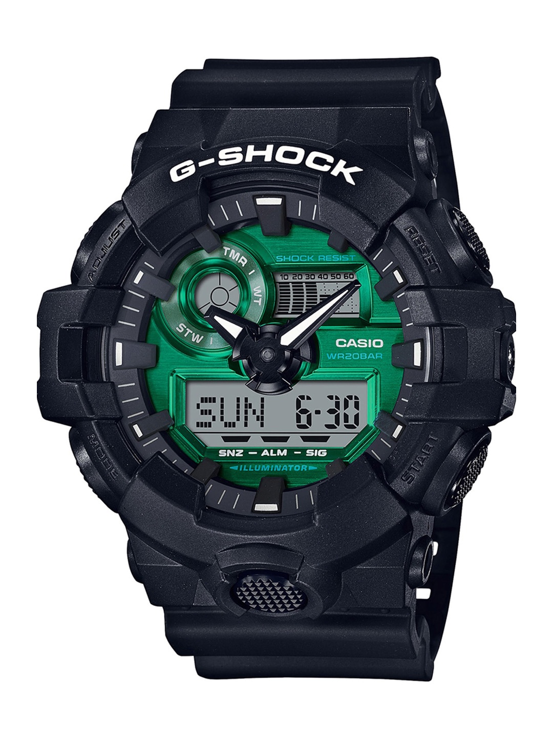 

CASIO Men Green Dial & Black Straps Analogue and Digital Chronograph Watch G1128