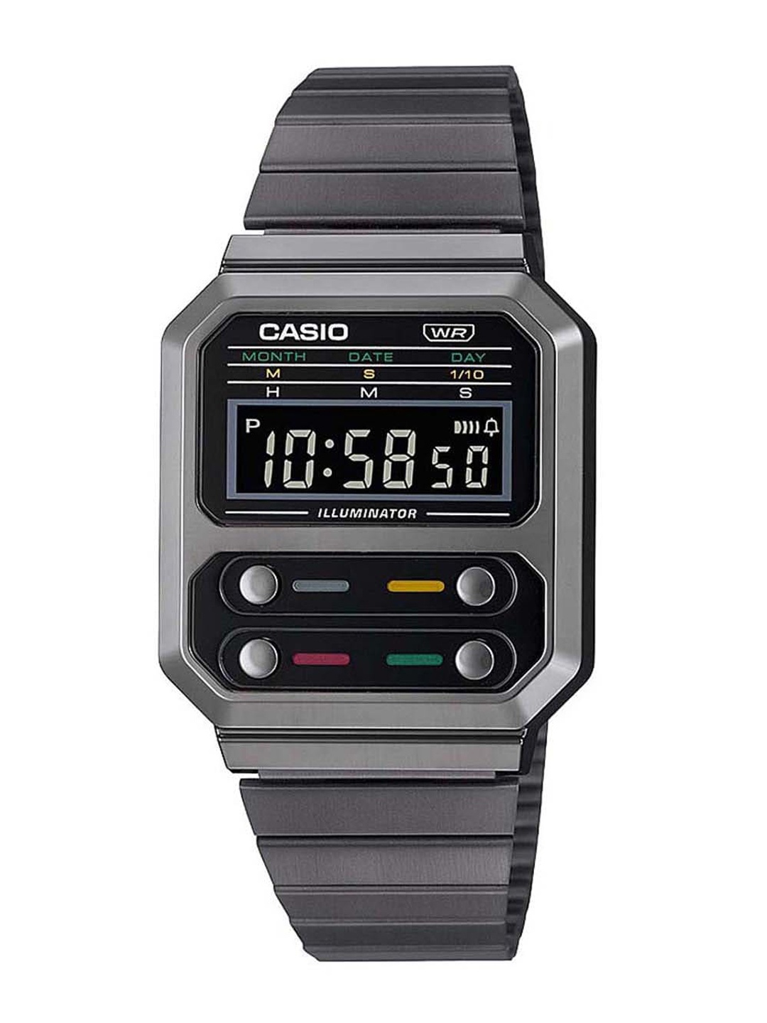 

CASIO Embellished Dial & Stainless Steel Bracelet Straps Digital Watch D241 A100WEGG-1ADF, Black