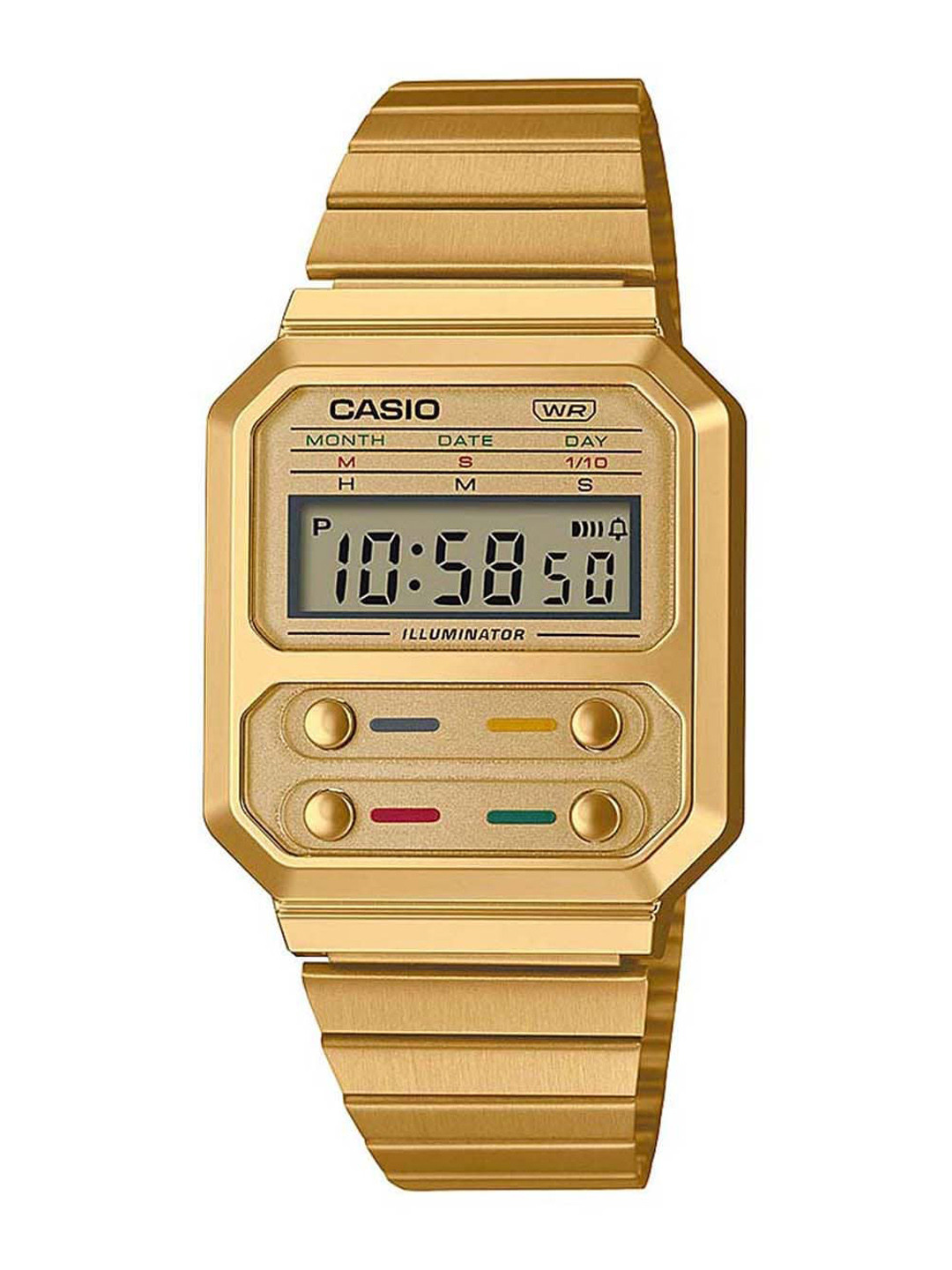 

CASIO Gold Toned Stainless Steel Bracelet Style Straps Digital Watch D240 A100WEG-9ADF