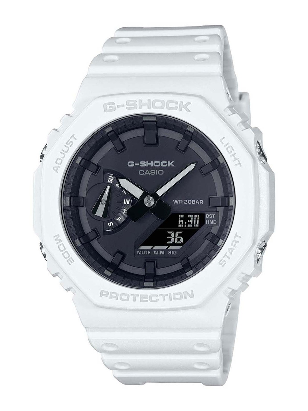 

CASIO Men Black Dial & White Straps Analogue and Digital Chronograph Watch G1158