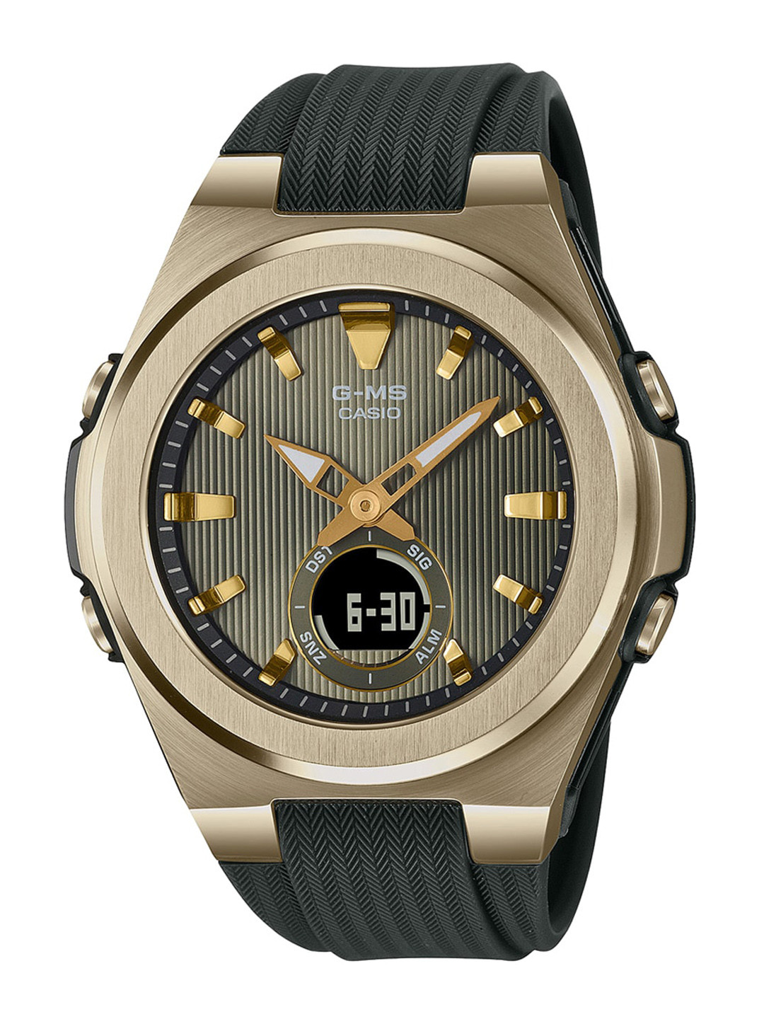 

CASIO Women Gold-Toned Dial & Black Straps Analogue Bluetooth Watch BX193