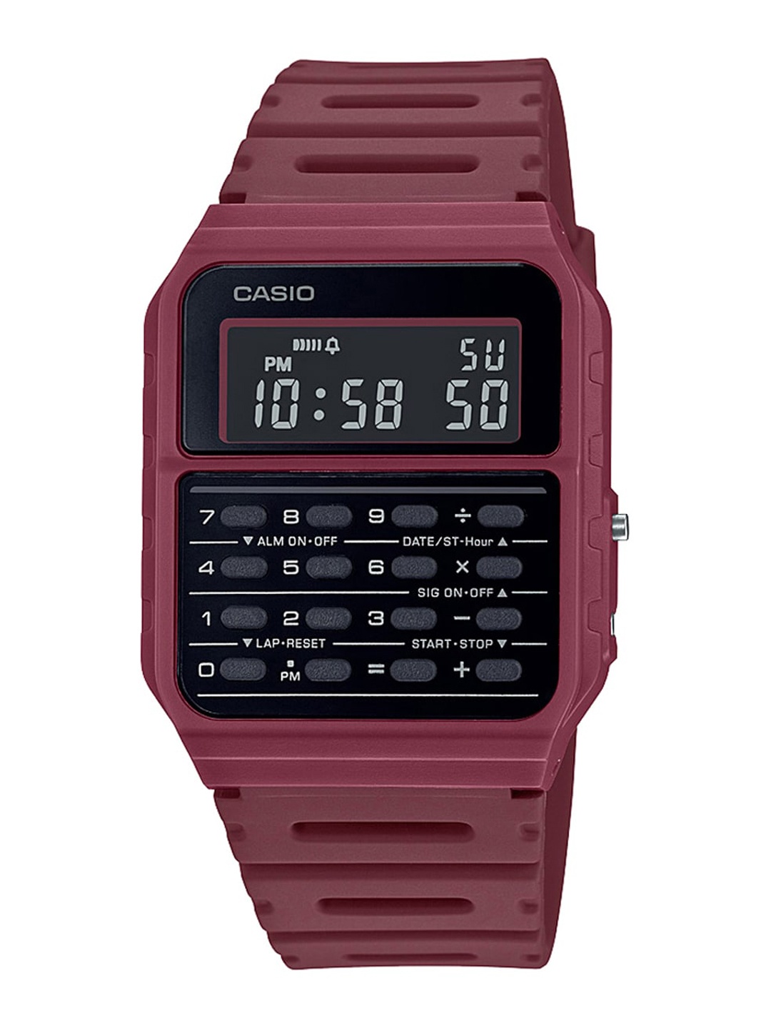 

CASIO Unisex Black Dial & Red Straps Digital Chronograph Watch D250