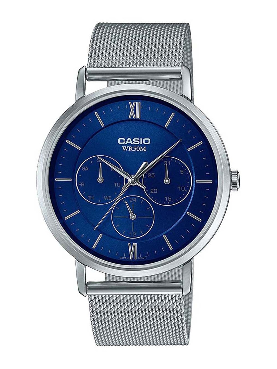 

CASIO Men Blue Dial & Silver Toned Stainless Steel Bracelet Style Straps Analogue Watch