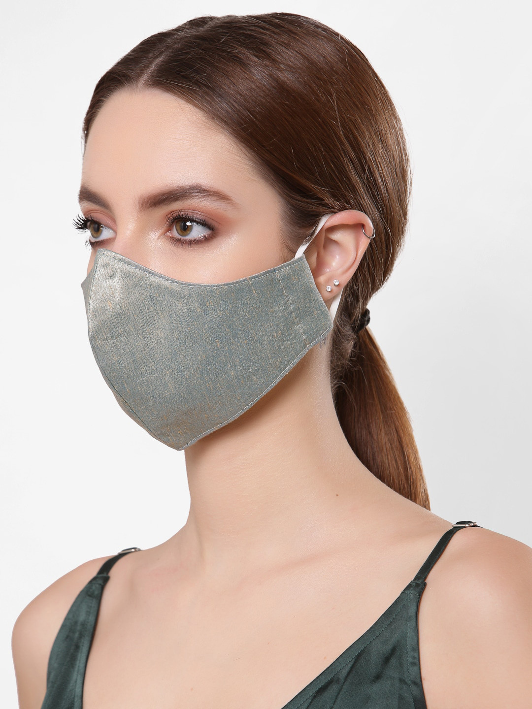 

Anekaant Women Grey Solid 3-Ply Reusable Cloth Mask