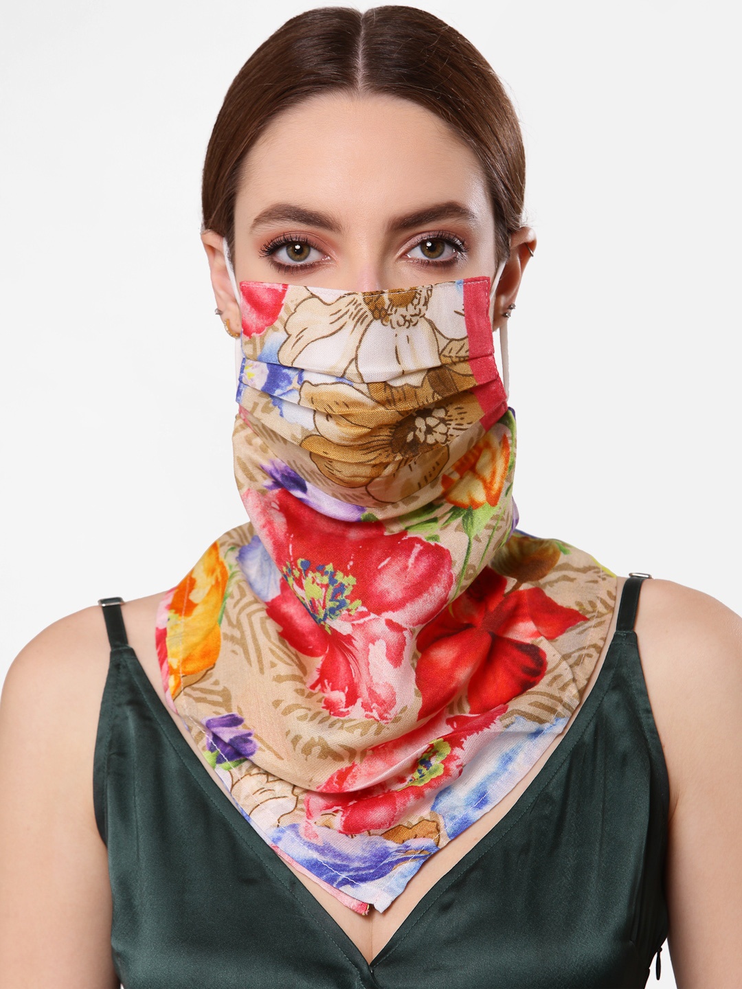 

Anekaant Multicolored Floral Printed 3-Ply Fashion Mask, Multi