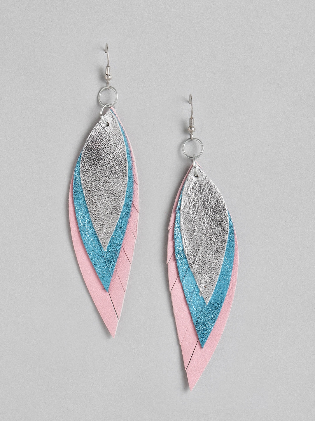 

AADY AUSTIN Pink & Blue Leaf Shaped Drop Earrings