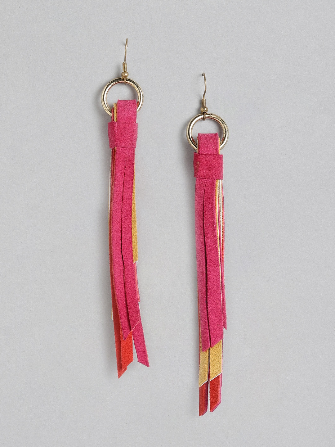 

AADY AUSTIN Pink Contemporary Tasselled Drop Earrings