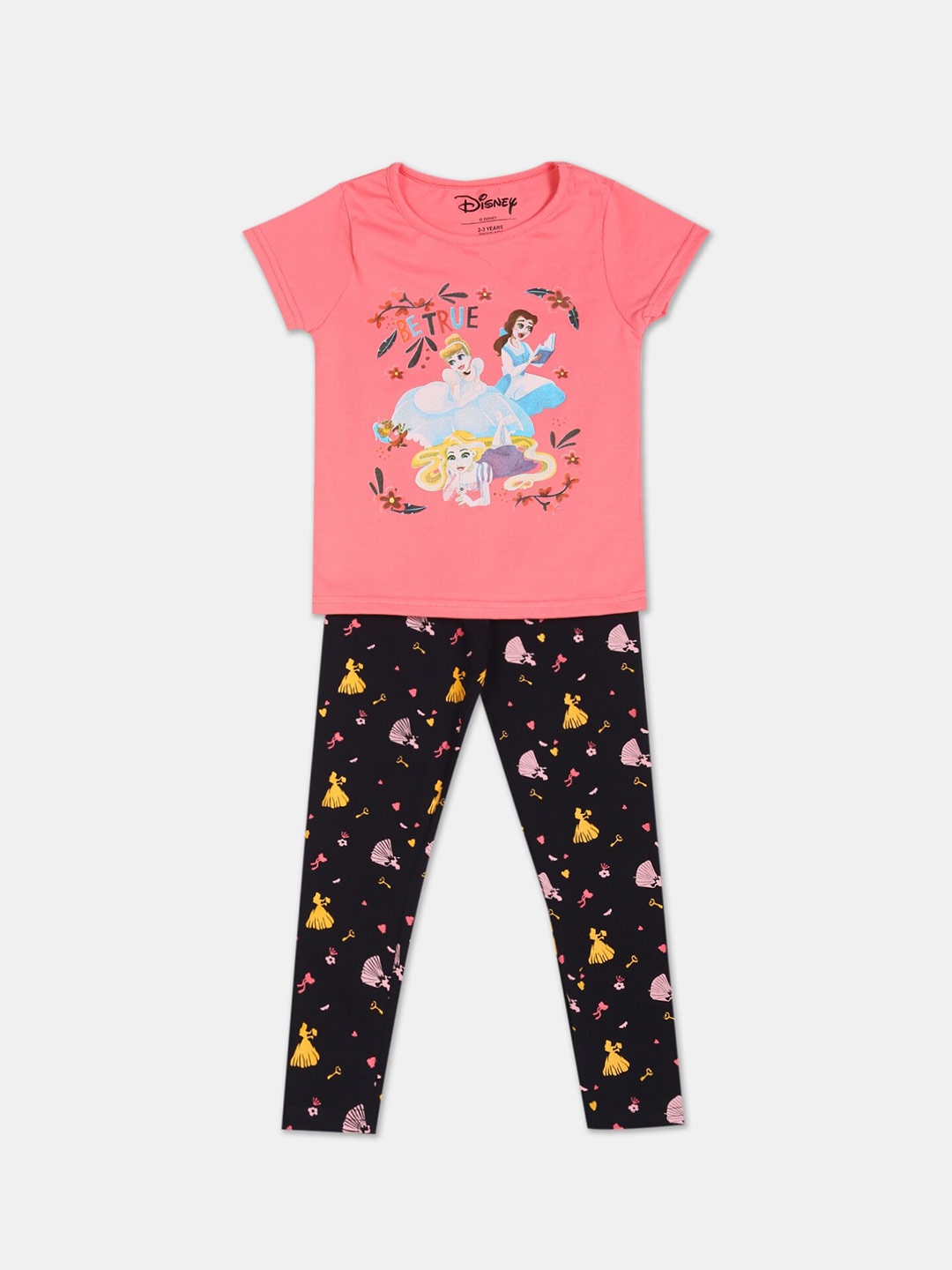 

Colt Girls Black & Pink Printed T-shirt with Leggings