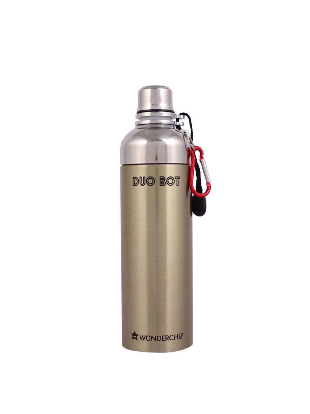 

Wonderchef Gold-Toned Duo-Bot Single Wall Stainless Steel Water Bottle 750 Ml