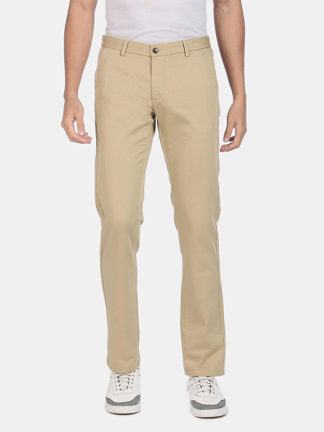 

Arrow Sport Men Khaki Slim Fit Pleated Trousers