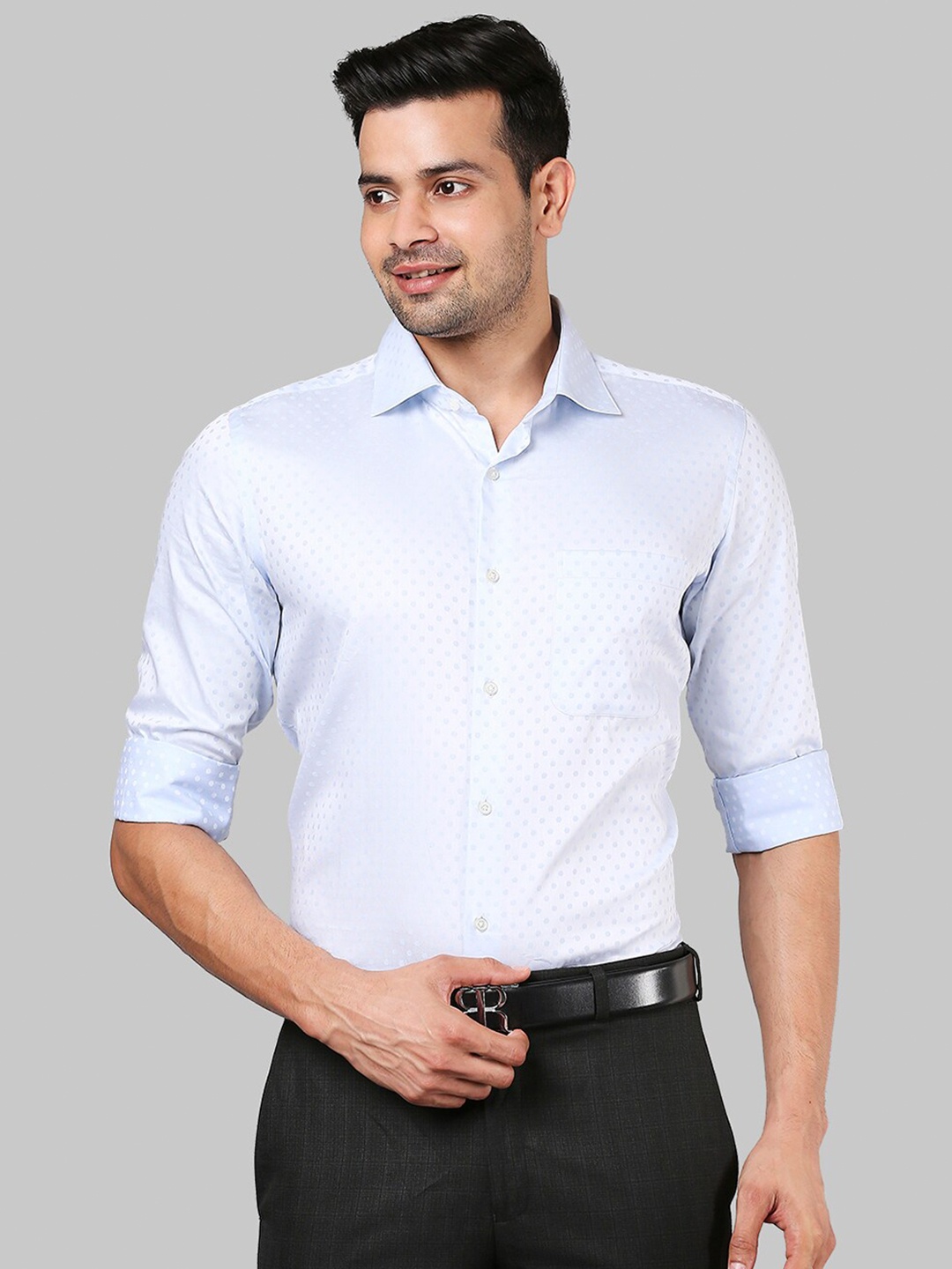 

Raymond Men Blue Opaque Cotton Formal Shirt
