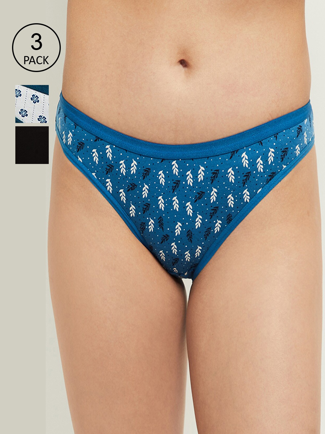 

max Women Pack Of 3 Pure Cotton Basic Briefs, Blue