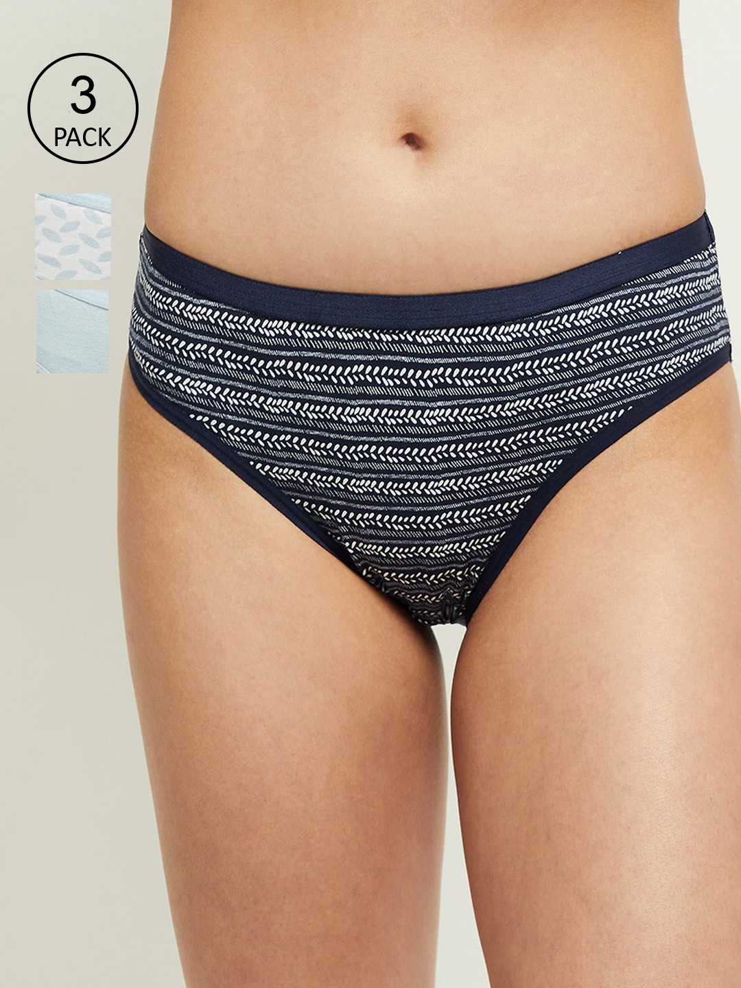 

max Women Pack Of 3 Printed Pure Cotton Basic Briefs - NOOSSU21LH04NAVY, Navy blue