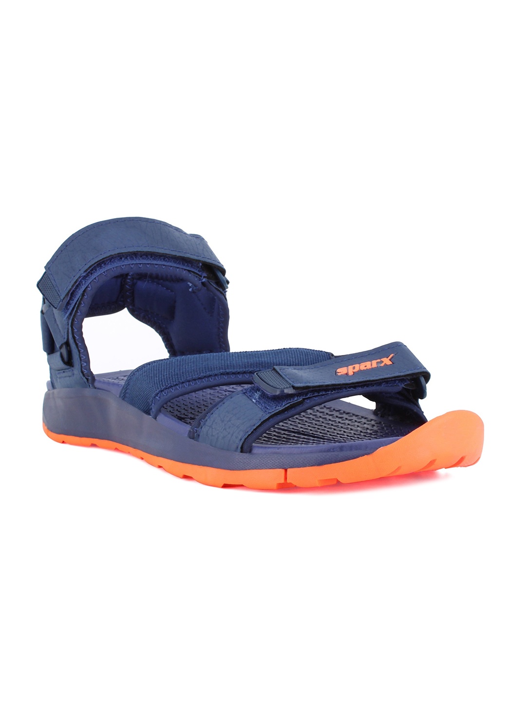 

Sparx Men Navy Blue & Orange Colourblocked Floater Sandals