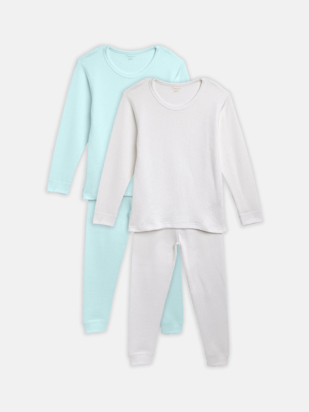 

Kanvin Boys Pack of 2 Solid Thermal Set, Turquoise blue