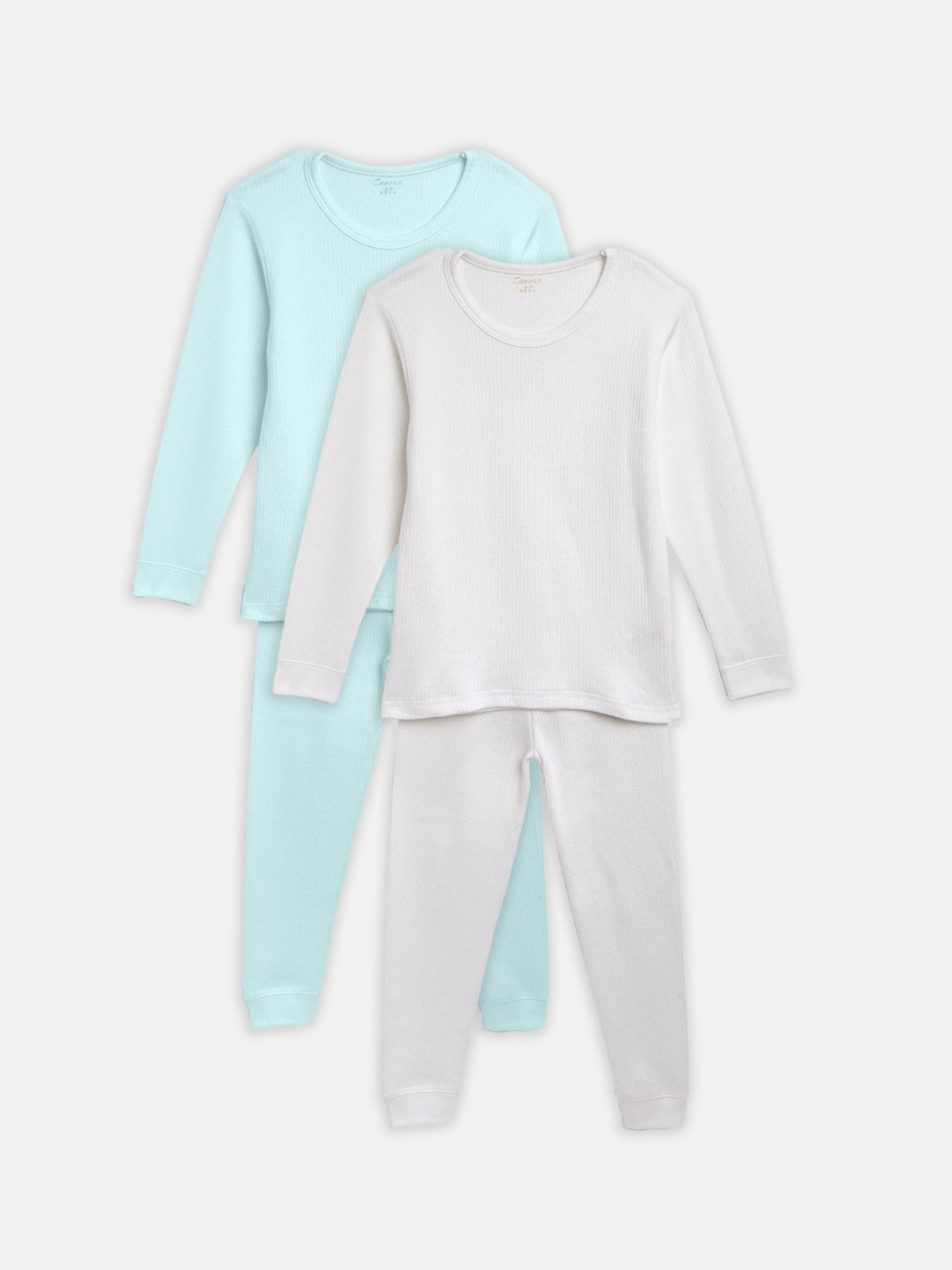 

Kanvin Boys White & Blue Pack of 2 Solid Thermal Set, Turquoise blue