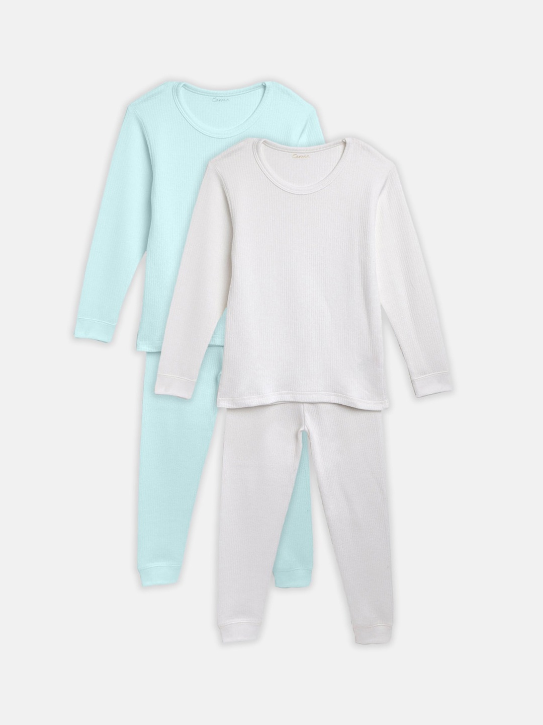 

Kanvin Boys White & Blue Pack of 2 Solid Thermal Set, Turquoise blue