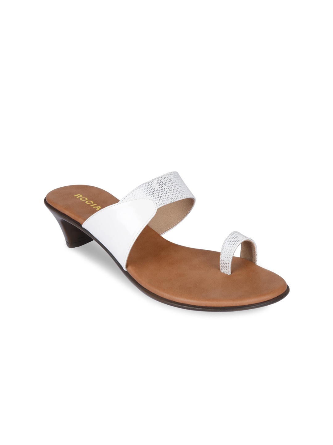 

Rocia White & Brown Block Sandals