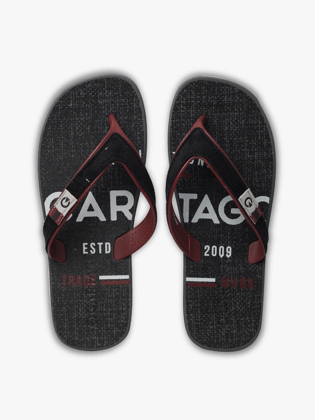 

CARTAGO Men Charcoal & Brown Printed Thong Flip-Flops