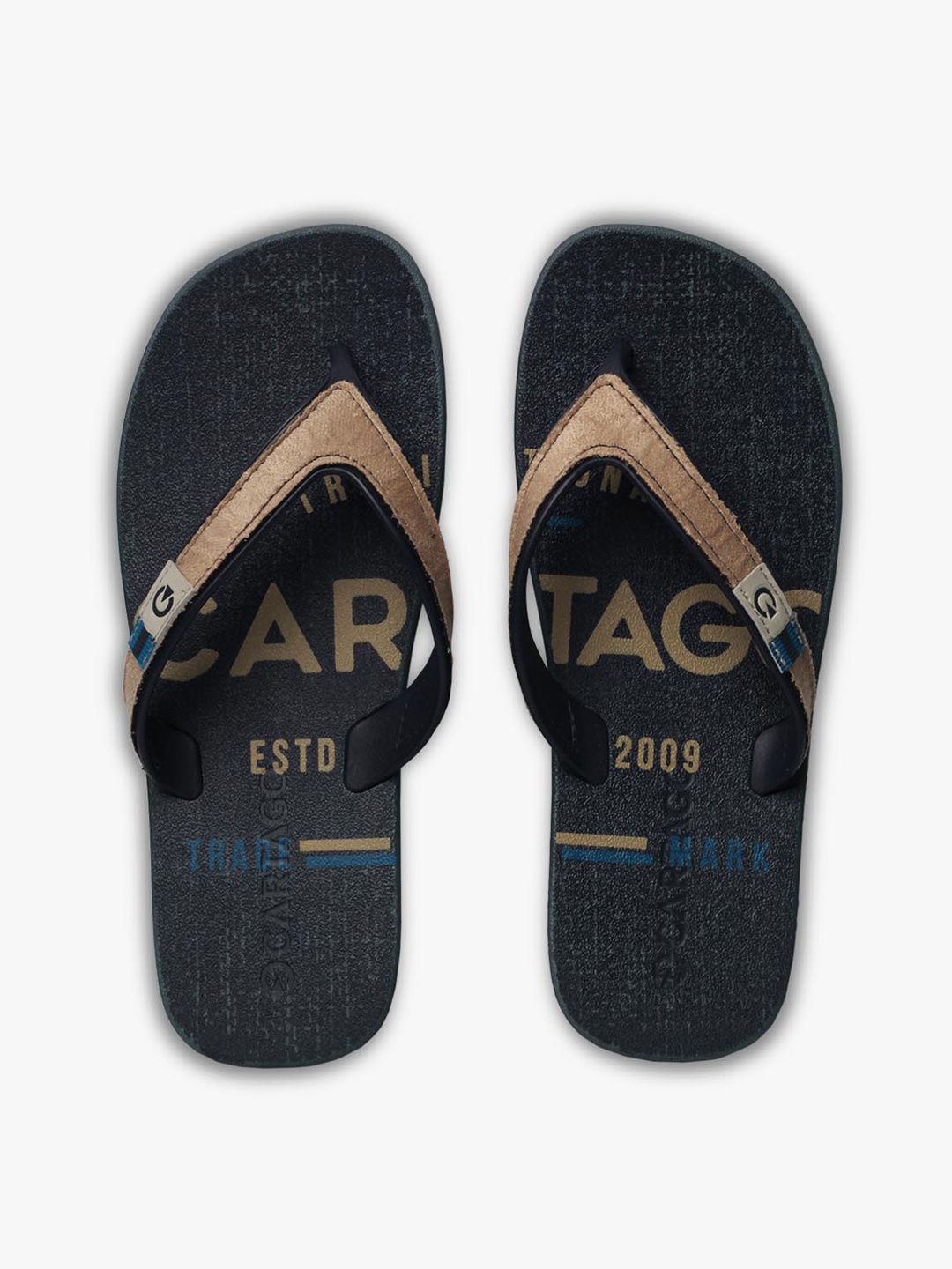 

CARTAGO Men Blue & Beige Printed Thong Flip-Flops