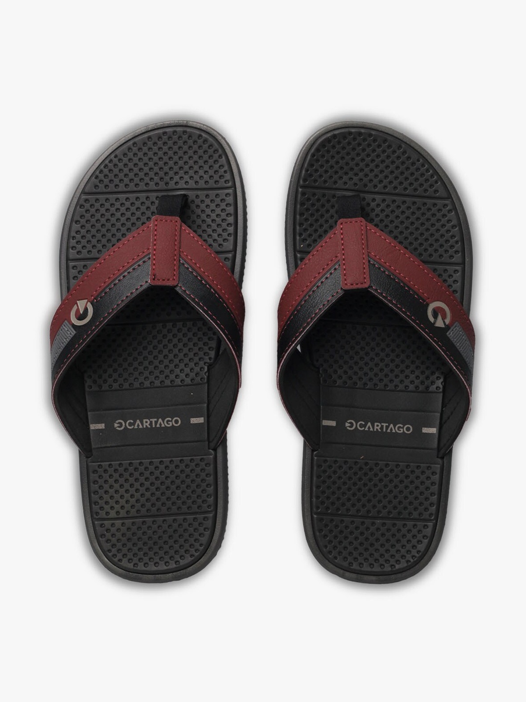 CARTAGO Men Grey & Black Thong Flip-Flops