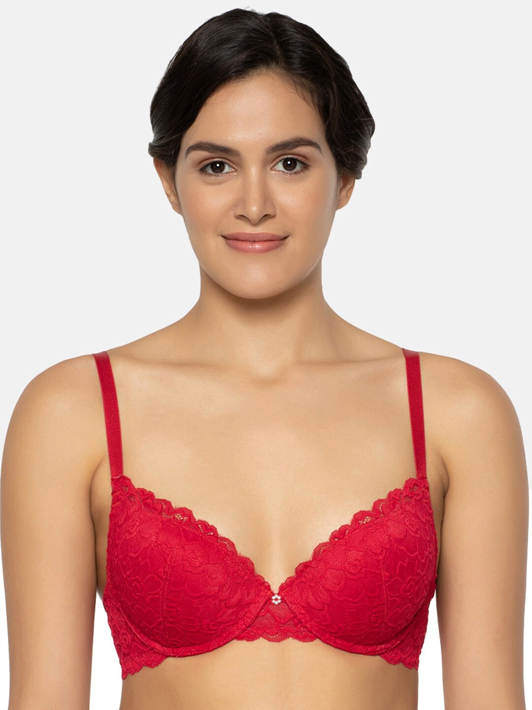 

Wacoal Red Lace Pushup Bra - Underwired Lightly Padded