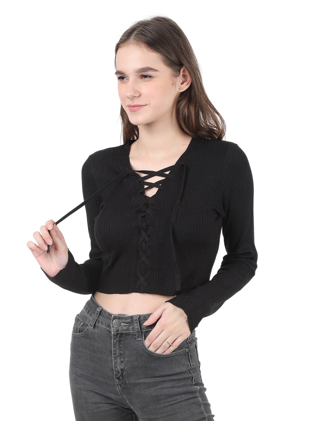 

NoBarr Women Black Styled Neck Pullover