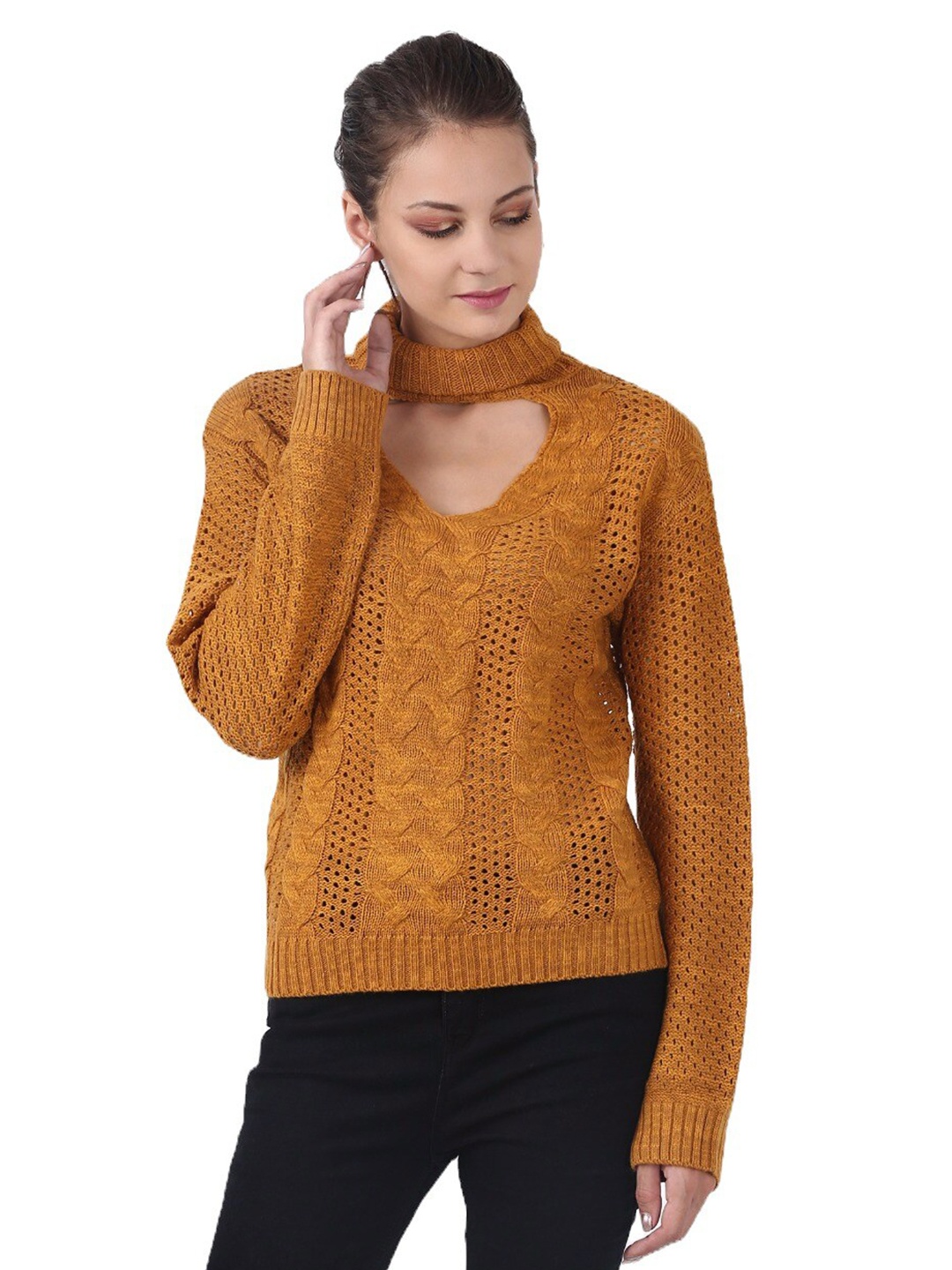 

NoBarr Women Mustard Yellow Pullover