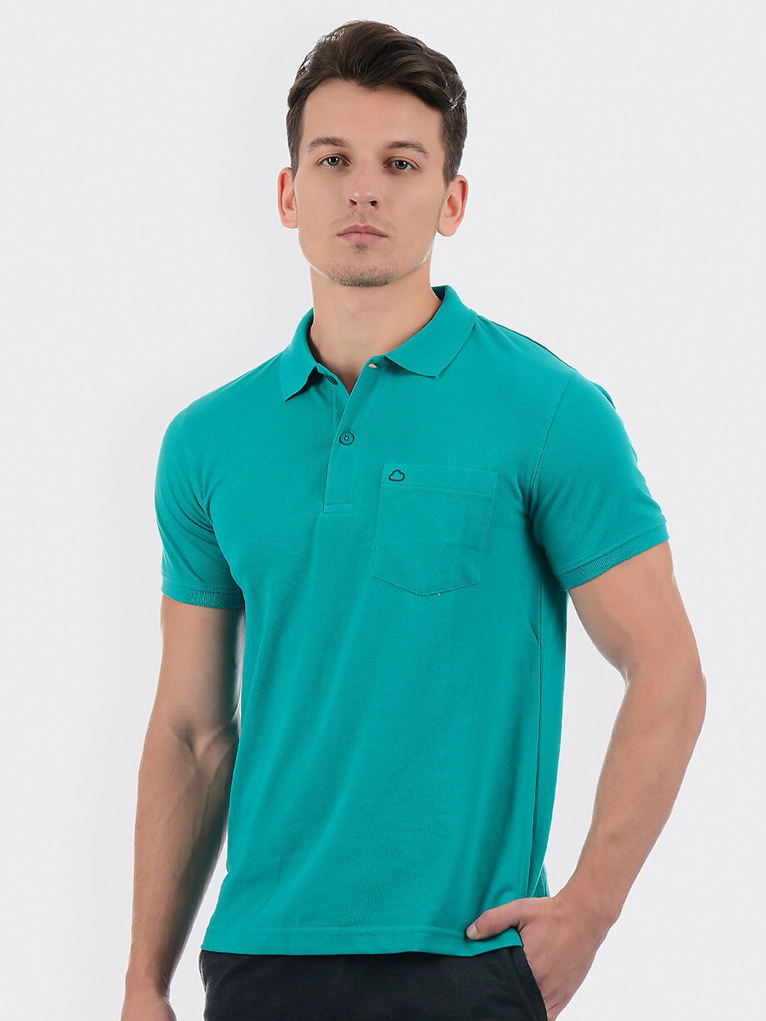 

Sweet Dreams Men Green Polo Collar Pockets T-shirt