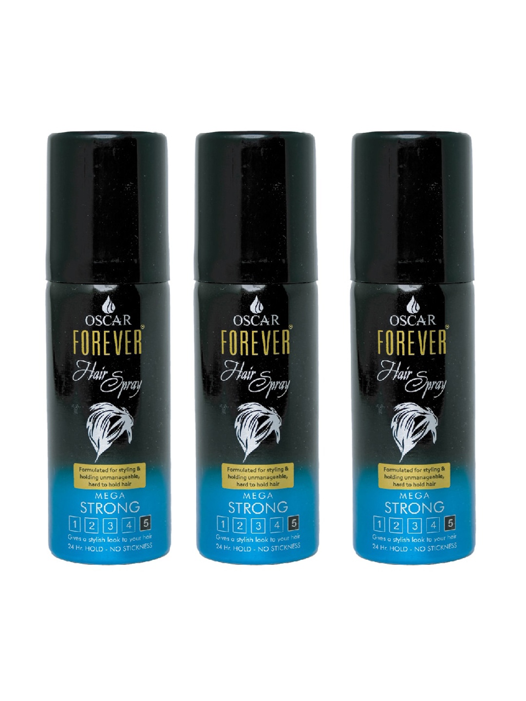 

OSCAR Unisex Pack of 3 Hair Spray 120ml, Black