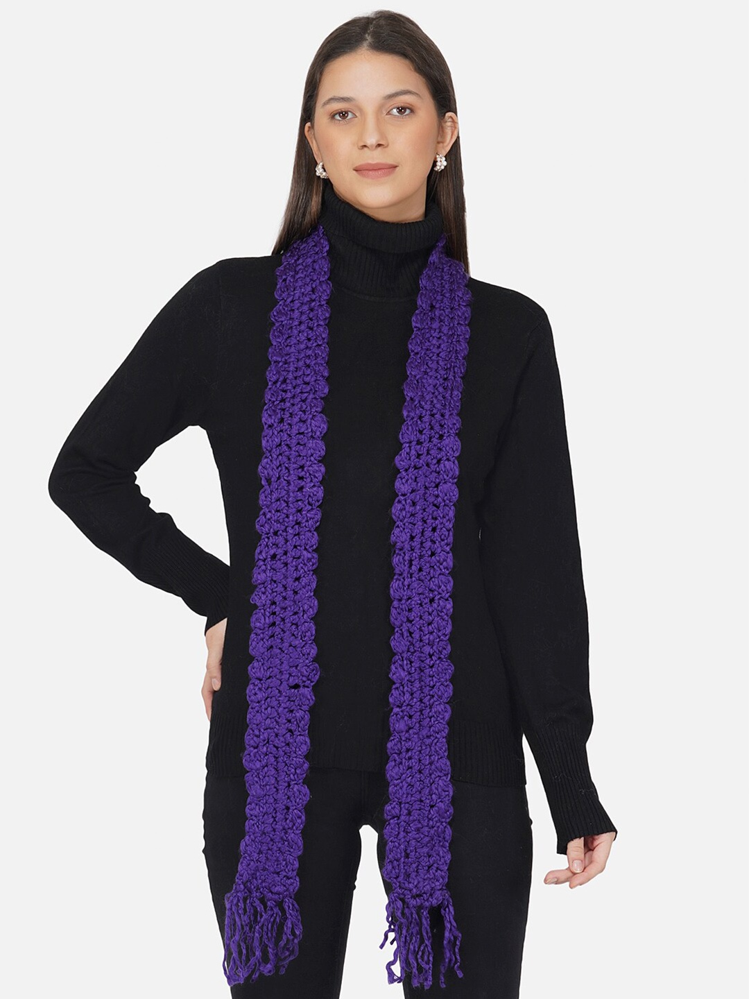 

FABNEST Women Purple Acrylic Scarf