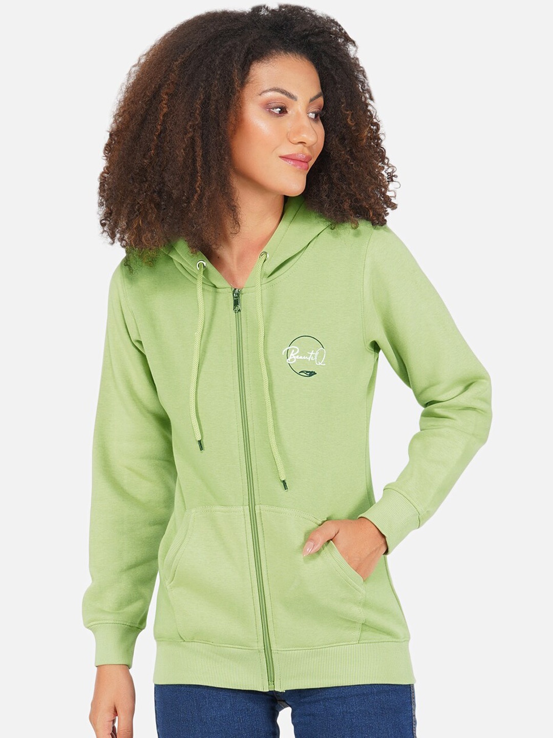 

FABNEST Women Green Fleece Lightweight Outdoor Sporty Jacket