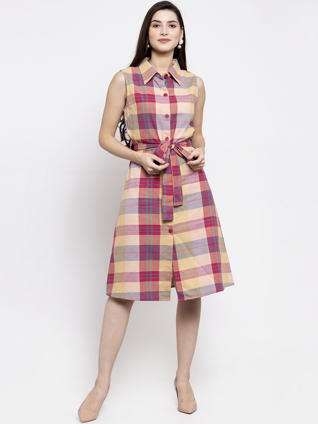 

Purple State Pink Checked Shirt Dress