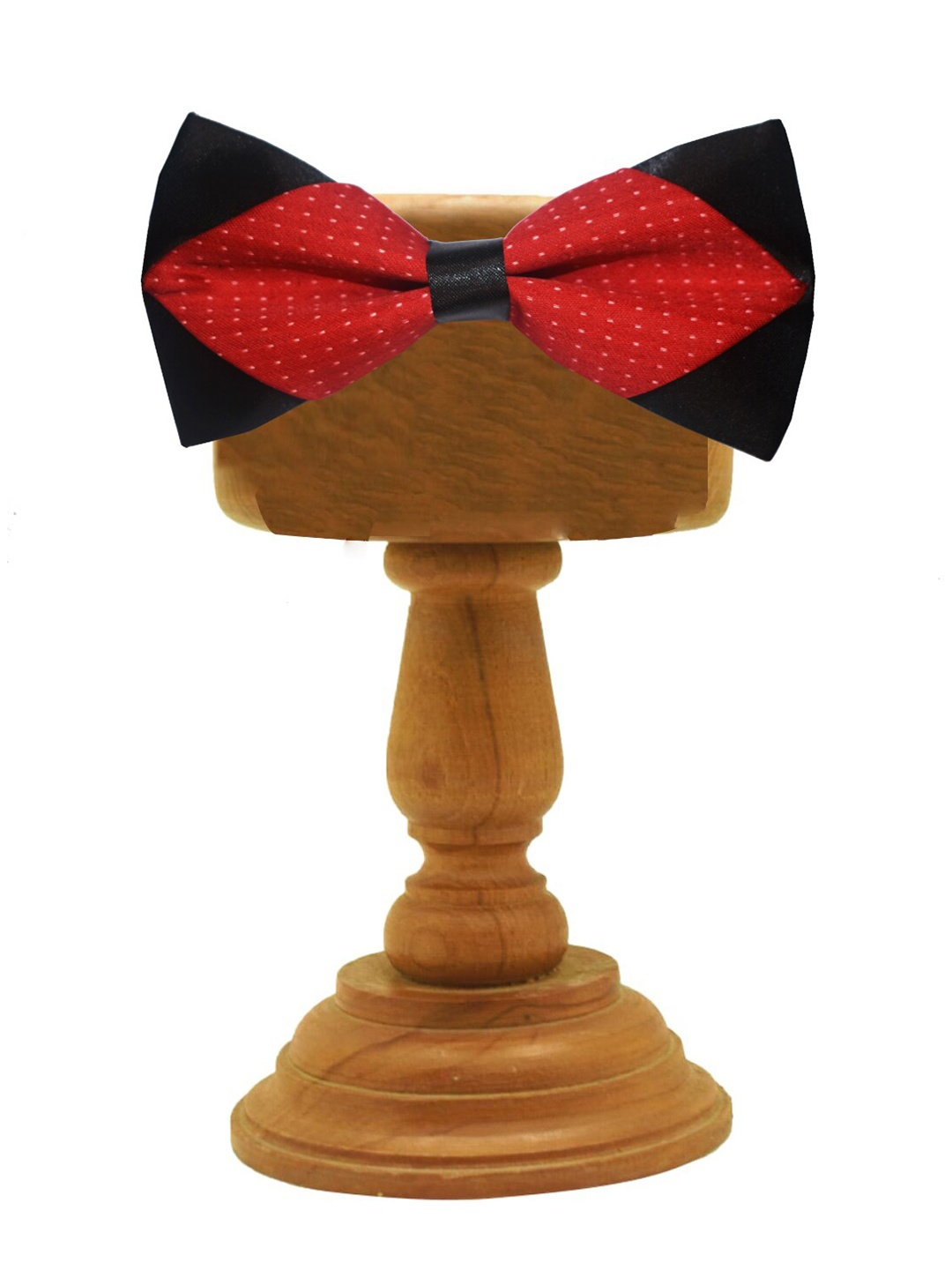 

MUTAQINOTI Men Red & Black Woven Design Bow Tie