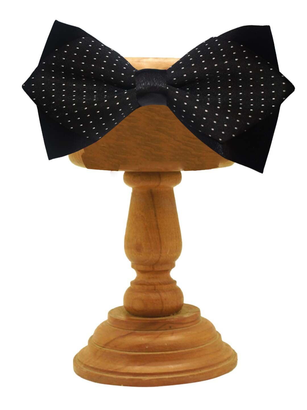 

MUTAQINOTI Men Black & White Woven Design Bow Tie