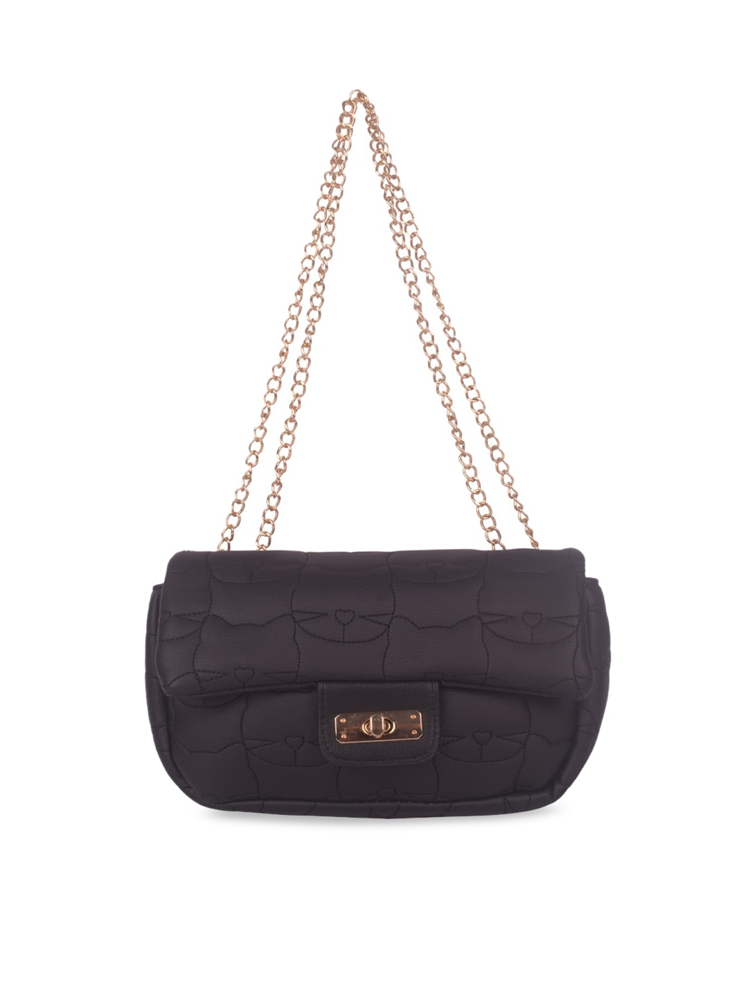 

Bagkok Black PU Structured Sling Bag with Quilted