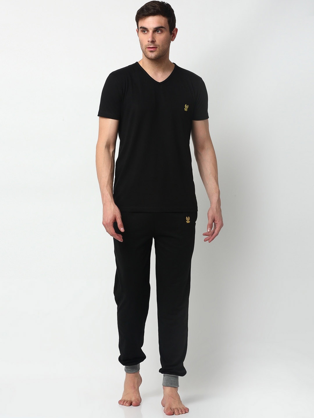 

MACK JONNEY Men Black Cotton Blend Tracksuit