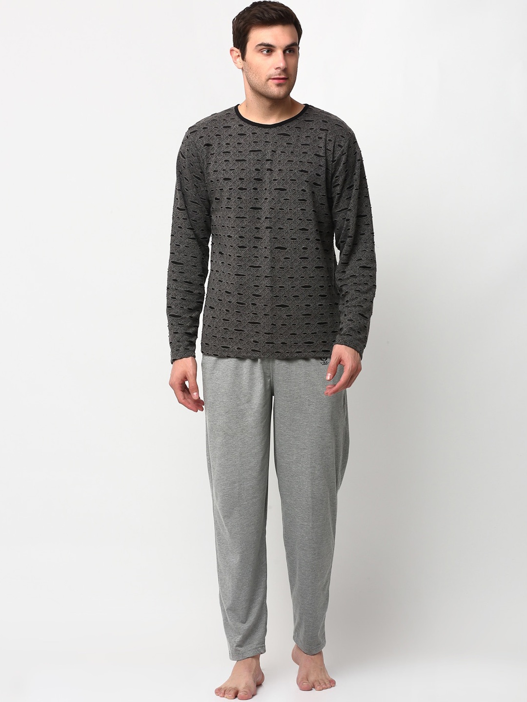 

VIMAL JONNEY Men Grey Cotton Blend Track Suit