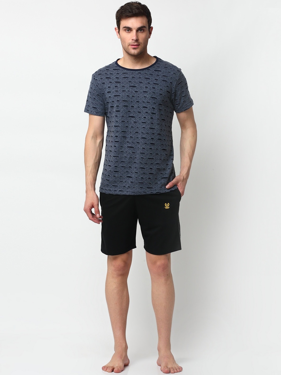 

Vimal Jonney Men Navy Blue Cotton Blend Track Suit